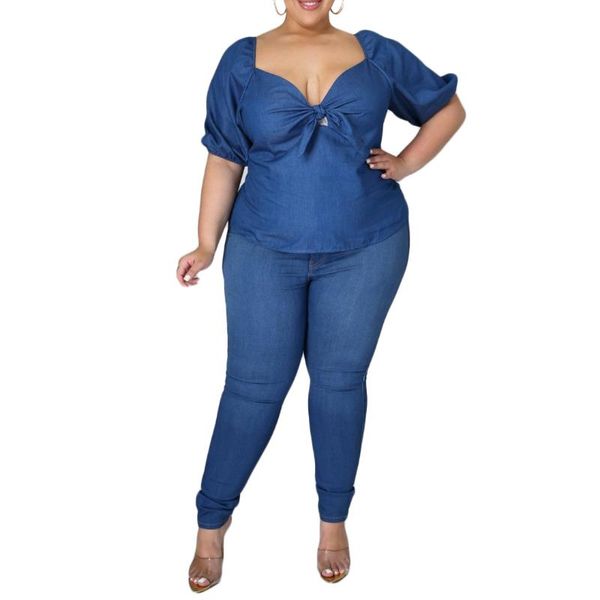 women's t-shirt plus size women casual square collar 2021 summer latest half puffy sleeve lace-up high elastic denim t-shirts, White
women's t-shirt plus size women casual square collar 2021 summer latest half puffy sleeve lace-up high elastic denim t-shirts, White