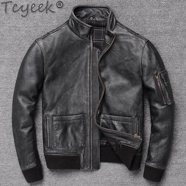 men's leather & faux tcyeek 2021 men genuine thin coat vintage jacket blouson homme cow pph1014, Black
men's leather & faux tcyeek 2021 men genuine thin coat vintage jacket blouson homme cow pph1014, Black