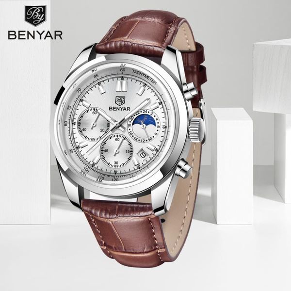 wristwatches 2021 benyar men watch business casual 50m waterproof quartz watches brand stainless steel chronograph relogio masculino, Slivery;brown
wristwatches 2021 benyar men watch business casual 50m waterproof quartz watches brand stainless steel chronograph relogio masculino, Slivery;brown