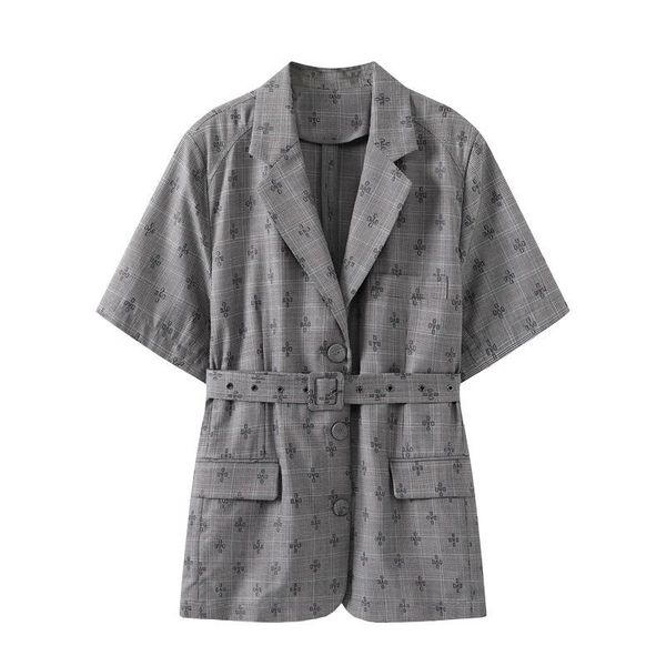 women's jackets 2021 autumn printed short-sleeved suit jacket belt sling was thin five-point sleeve letter plaid female, Black;brown
women's jackets 2021 autumn printed short-sleeved suit jacket belt sling was thin five-point sleeve letter plaid female, Black;brown