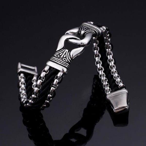 link, chain jewels store stainless steel leather braided bracelet fashion mysterious men's accessories for man js96855-bd, Black
link, chain jewels store stainless steel leather braided bracelet fashion mysterious men's accessories for man js96855-bd, Black