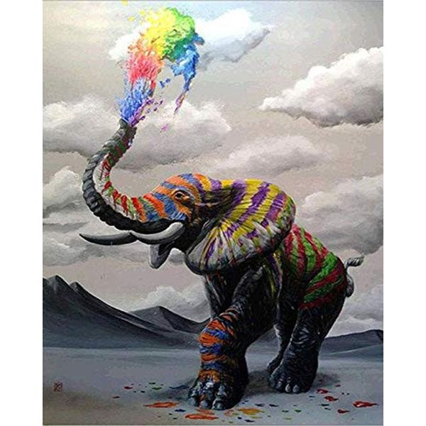 paintings diy digital painting by numbers package rainbow elephant oil mural kits coloring wall art picture gift frameless