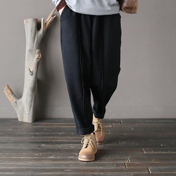 women's pants & capris women patchwork terry cotton ladies solid color elastic waist retro trousers femae spring autumn 2021, Black;white
women's pants & capris women patchwork terry cotton ladies solid color elastic waist retro trousers femae spring autumn 2021, Black;white