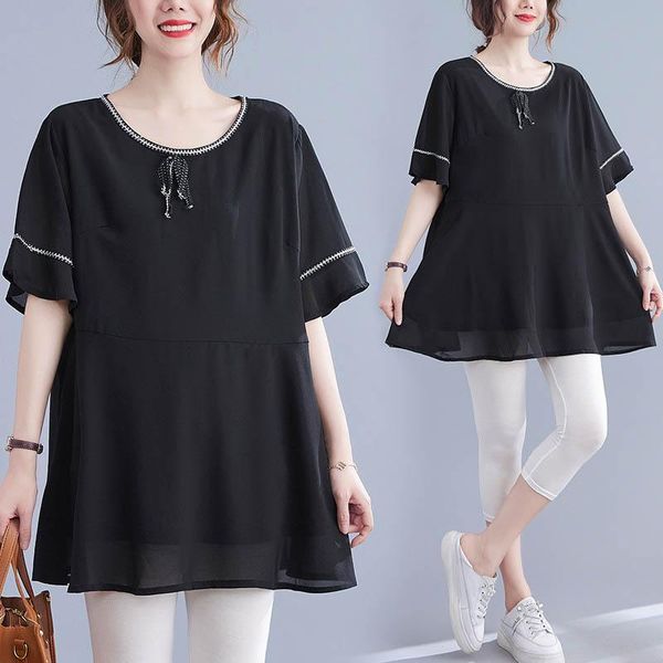 women's blouses & shirts 125kg plus size summer black lace-up chiffon shirt bust 138cm 5xl 6xl 7xl 8xl loose casual temperament short-s, White
women's blouses & shirts 125kg plus size summer black lace-up chiffon shirt bust 138cm 5xl 6xl 7xl 8xl loose casual temperament short-s, White
