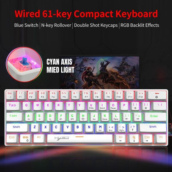 keyboards hxsj v900 wired 61-key compact mechanical keyboard rgb backlit n-key rollover blue switch double s keycaps, black
keyboards hxsj v900 wired 61-key compact mechanical keyboard rgb backlit n-key rollover blue switch double s keycaps, black