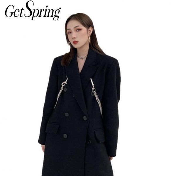 women's wool & blends getspring women woolen coat patchwork double breasted overcoat vintage casual long winter 2021 fashion, Black
women's wool & blends getspring women woolen coat patchwork double breasted overcoat vintage casual long winter 2021 fashion, Black