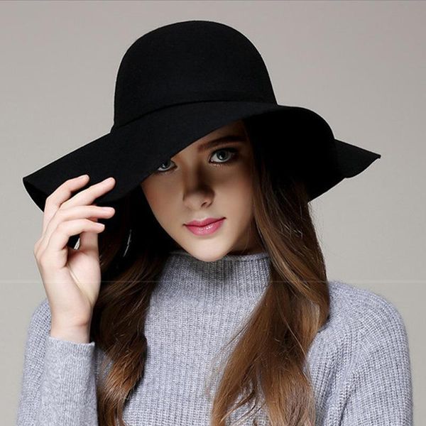 berets retro fedoras hat wavy bowknot big brim lady imitation wool autumn and winter jazz panama gorras, Blue;gray
berets retro fedoras hat wavy bowknot big brim lady imitation wool autumn and winter jazz panama gorras, Blue;gray