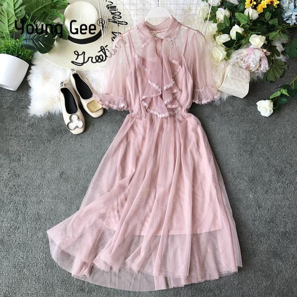 casual dresses young gee sheer mesh summer dress women sweet short sleeve ruffles collor elastic waist blue pink party lace ropa mujer, Black;gray
casual dresses young gee sheer mesh summer dress women sweet short sleeve ruffles collor elastic waist blue pink party lace ropa mujer, Black;gray