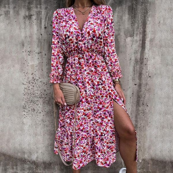 casual dresses oeak women 2021 v neck floral print boho beach split dress long sleeve wrap female robes party, Black;gray
casual dresses oeak women 2021 v neck floral print boho beach split dress long sleeve wrap female robes party, Black;gray