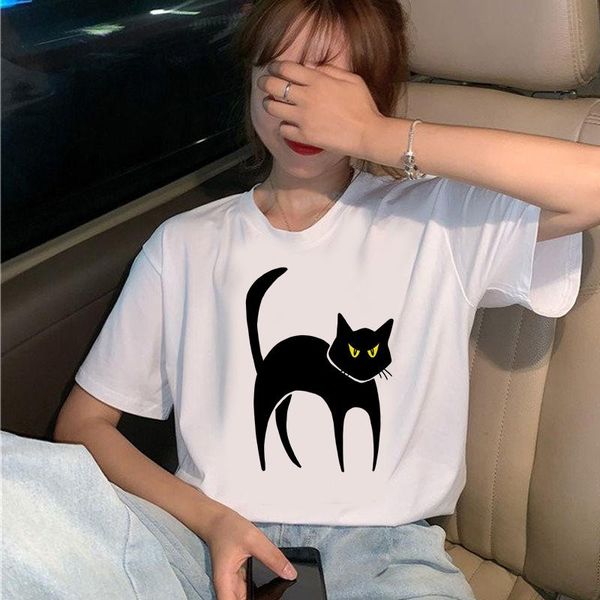 women's t-shirt graphic tees black cat with big eyes tshirts women funny t shirt o-neck vintage vogue ullzang mujer_t-shirt, White
women's t-shirt graphic tees black cat with big eyes tshirts women funny t shirt o-neck vintage vogue ullzang mujer_t-shirt, White