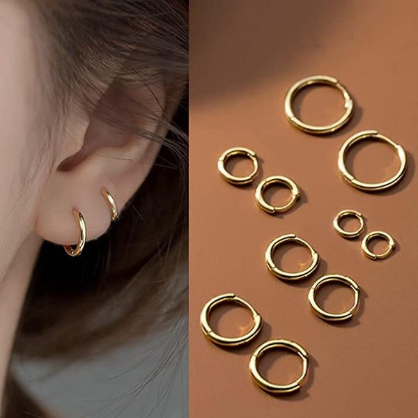 hoop & huggie 1 pair women/man stainless steel small hoops earring piercing ear cartilage tragus simple thin circle anti-allergic buckle, Golden;silver
hoop & huggie 1 pair women/man stainless steel small hoops earring piercing ear cartilage tragus simple thin circle anti-allergic buckle, Golden;silver