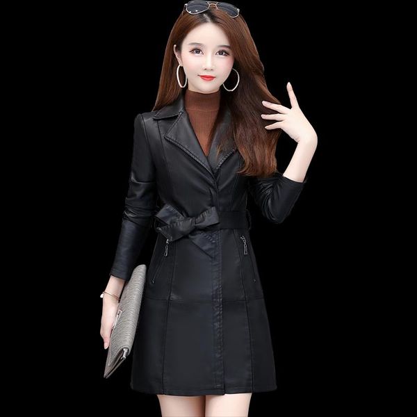 women's leather & faux elegant sashes women long pu jacket black 2021 slim autumn plus size notched outwear
women's leather & faux elegant sashes women long pu jacket black 2021 slim autumn plus size notched outwear