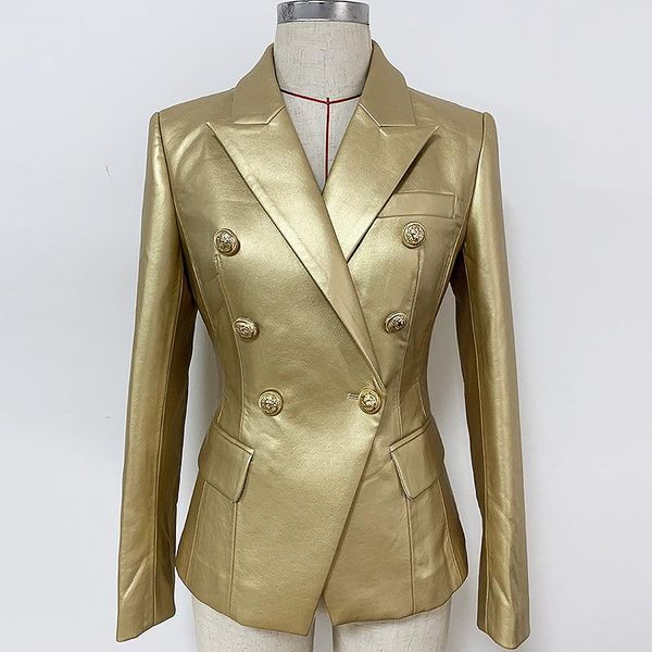 women's jackets head of fund metal buckle golden double breasted suit leather coat cultivate morality, Black;brown
women's jackets head of fund metal buckle golden double breasted suit leather coat cultivate morality, Black;brown