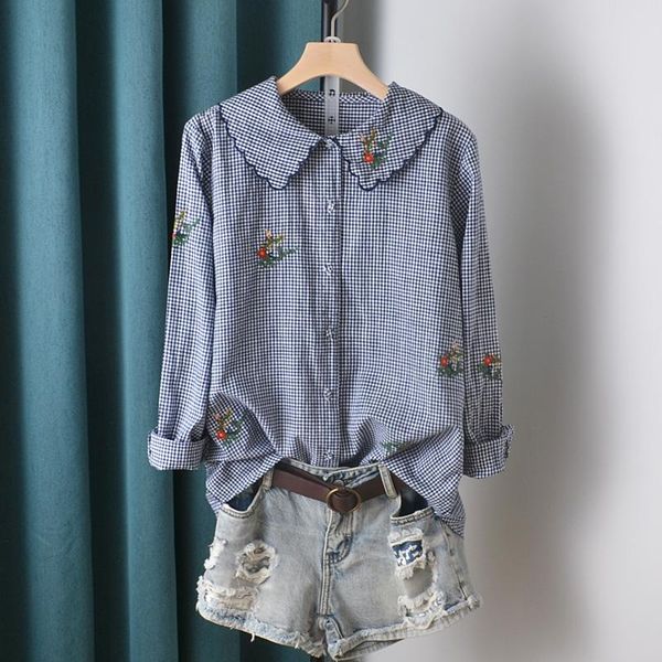 women's blouses & shirts lamtrip retro plaid floral embroidery long sleeve cotton 100% shirt blouse mori girl, White
women's blouses & shirts lamtrip retro plaid floral embroidery long sleeve cotton 100% shirt blouse mori girl, White