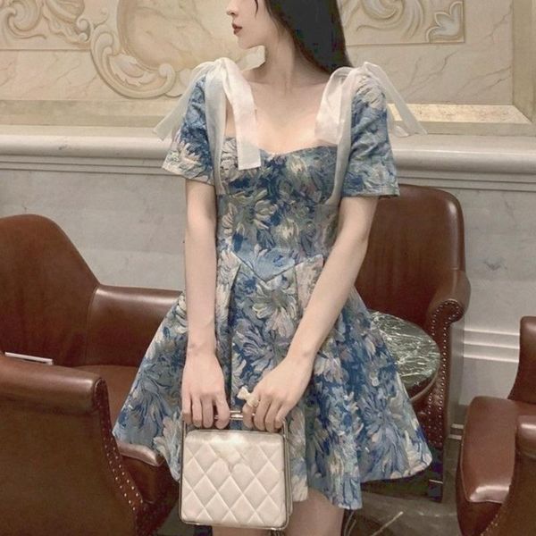 party dresses print mini lace-up elegant korean fashion summer clothes for women short sleeve beach designer vintage dress, White;black
party dresses print mini lace-up elegant korean fashion summer clothes for women short sleeve beach designer vintage dress, White;black