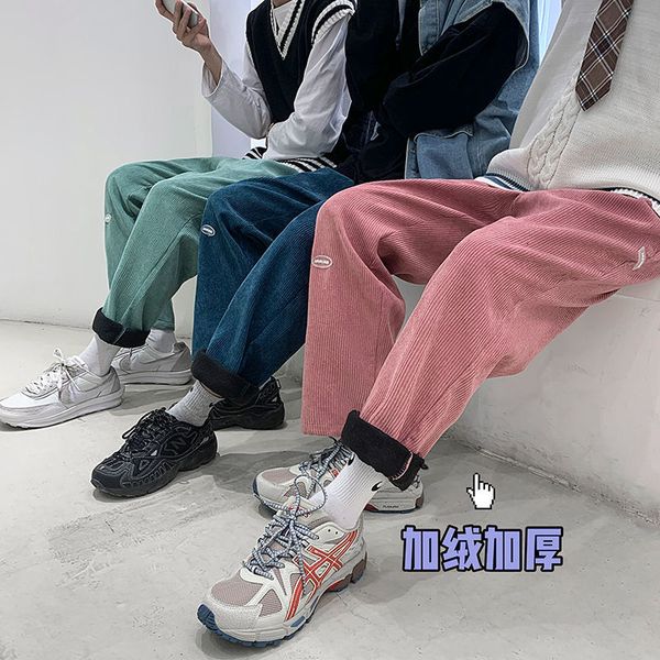 new 2021 winter men's corduroy fabric thicken plush casual pants five color loose cargo sweatpants baggy high-quality trousers m-2xl 9s, Black
new 2021 winter men's corduroy fabric thicken plush casual pants five color loose cargo sweatpants baggy high-quality trousers m-2xl 9s, Black