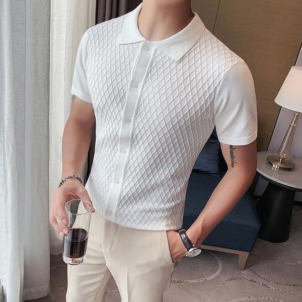 men's polos men knitwear design summer short sleeve thin fashion blouse slim cardigan luxury business casual shirt, White;black
men's polos men knitwear design summer short sleeve thin fashion blouse slim cardigan luxury business casual shirt, White;black