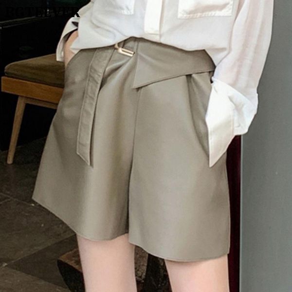 women's shorts bgteever fashion chic loose women pu leather high waist belted sashes casual female faux wide leg 2021, White;black
women's shorts bgteever fashion chic loose women pu leather high waist belted sashes casual female faux wide leg 2021, White;black