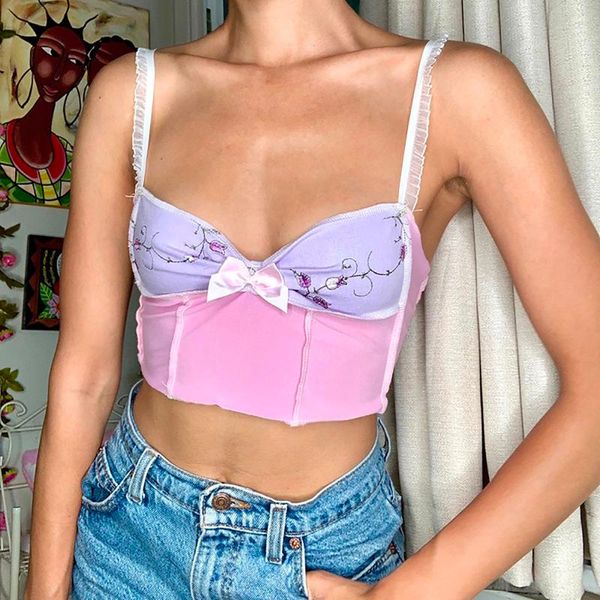 fashion women's flower embroidery bow stitching contrast color nude sling tank slim casual y2k camis tanks &, White
fashion women's flower embroidery bow stitching contrast color nude sling tank slim casual y2k camis tanks &, White