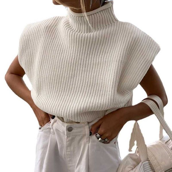 women's thermal sweater 2021 casual solid color knitted bottomcoat temperament high ne sleeveless top, White;black
women's thermal sweater 2021 casual solid color knitted bottomcoat temperament high ne sleeveless top, White;black