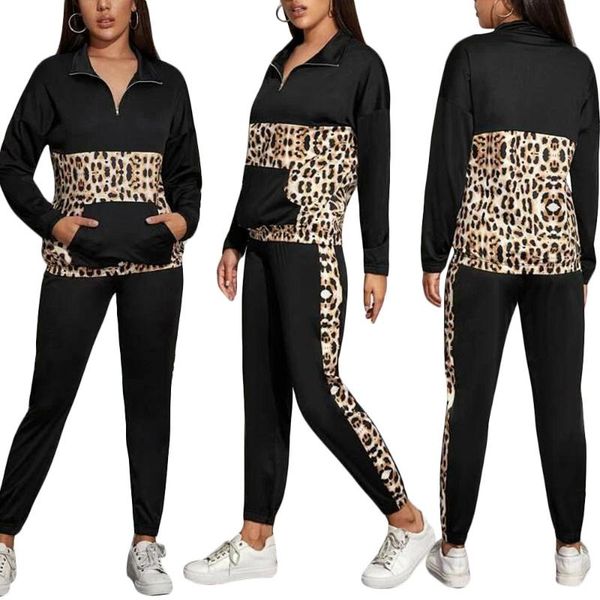 two piece dress leopard spliced casual lady suit turn-down collar pockets and long pants 2 set sports, White
two piece dress leopard spliced casual lady suit turn-down collar pockets and long pants 2 set sports, White
