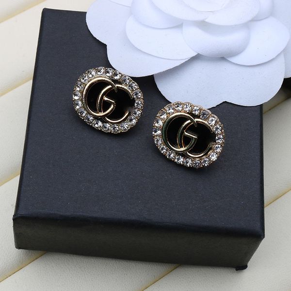 925 pure tremella needle diamond inlaid circle letter advanced sense earrings, Silver