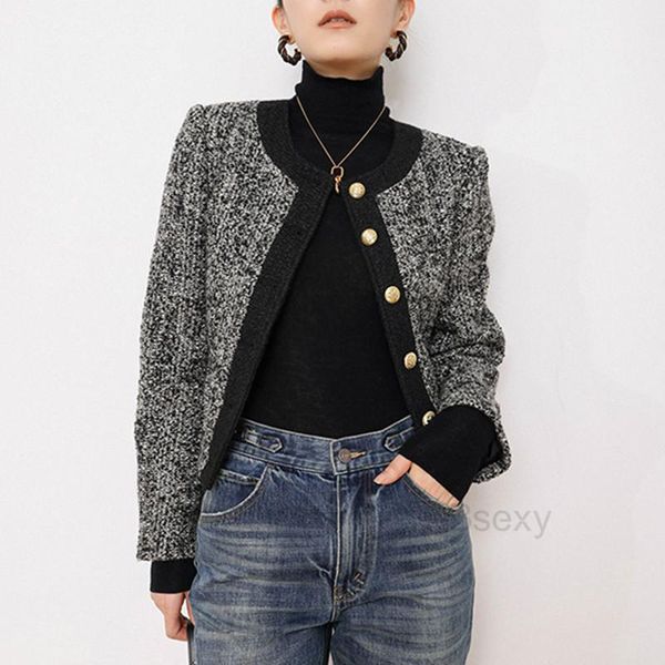women's jackets autumn and winter grey wool blend short jacket coat 2021 vintage round neck tweed female fashion woman top, Black;brown
women's jackets autumn and winter grey wool blend short jacket coat 2021 vintage round neck tweed female fashion woman top, Black;brown