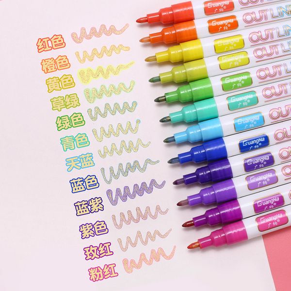 12 colors golden double lines art markers out line pen stationery art drawing pens for calligraphy lettering color scrapbooking
12 colors golden double lines art markers out line pen stationery art drawing pens for calligraphy lettering color scrapbooking
