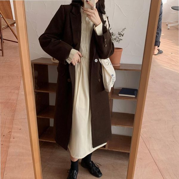 women's wool & blends solid color chic fashion winter elegant versatile korea gentle temperament loose lazy lapel 2021 woolen women coa, Black
women's wool & blends solid color chic fashion winter elegant versatile korea gentle temperament loose lazy lapel 2021 woolen women coa, Black