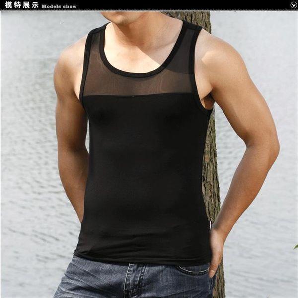 mens tight mesh sports vest men gauze transparent base splicing hollow, White;black
mens tight mesh sports vest men gauze transparent base splicing hollow, White;black