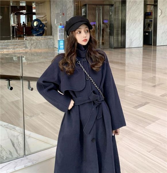 women's wool & blends real s 2021 autumn and winter blue color mid-length slim fit reversible woolen coat loose, Black
women's wool & blends real s 2021 autumn and winter blue color mid-length slim fit reversible woolen coat loose, Black