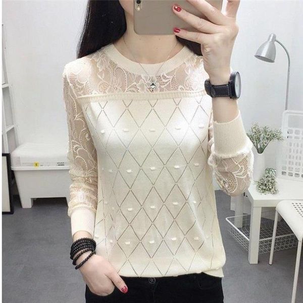 women's sweaters 2021 lace patchwork knitted thin soft autumn sweater basic shirt girl's knittshirt pullover women casual, White;black
women's sweaters 2021 lace patchwork knitted thin soft autumn sweater basic shirt girl's knittshirt pullover women casual, White;black