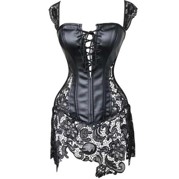 woman bustiers lace black overbust corset with straps women steampunk corset vest faux leather front closure zipper corset dress, Black;white
woman bustiers lace black overbust corset with straps women steampunk corset vest faux leather front closure zipper corset dress, Black;white