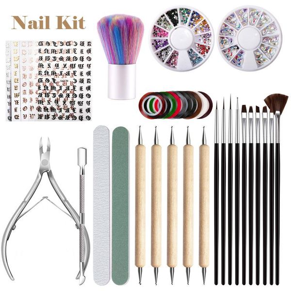 nail art kits 11 pc manicure set point painting pen 3d drill stickers dust brush dead skin scissors file tools diy kit gold line
nail art kits 11 pc manicure set point painting pen 3d drill stickers dust brush dead skin scissors file tools diy kit gold line