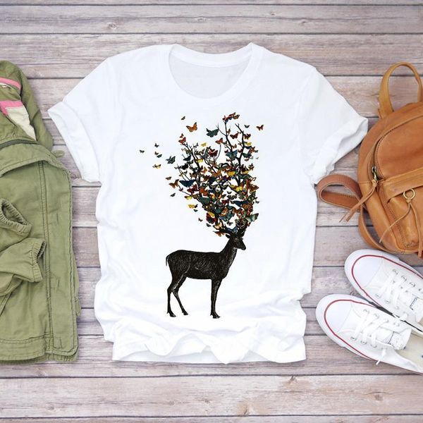 women butterfly deer christmas floral short sleeve 90s lady print t-shirts t shirt ladies womens graphic female tee t-shirt, White
women butterfly deer christmas floral short sleeve 90s lady print t-shirts t shirt ladies womens graphic female tee t-shirt, White