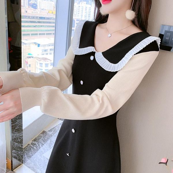 casual dresses women korean dress fashion one piece autumn spring 2021 office lady knitting long sleeve patchwork solid high waist, Black;gray
casual dresses women korean dress fashion one piece autumn spring 2021 office lady knitting long sleeve patchwork solid high waist, Black;gray