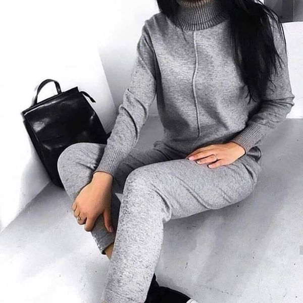 2021 new autumn winter ladies turtleneck pullover sweater women solid drawstring full length pants 2 piece set uy3t, Gray
2021 new autumn winter ladies turtleneck pullover sweater women solid drawstring full length pants 2 piece set uy3t, Gray