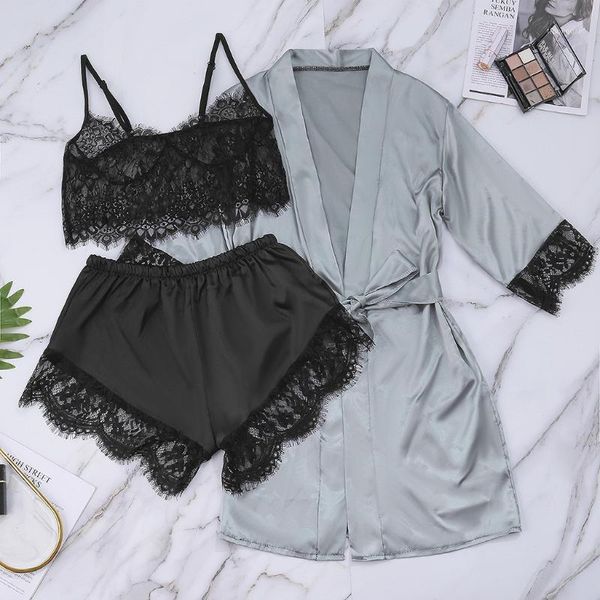 women's sleepwear miarhb satin silk nightwear for women pajama sets female robe lace lingerie pizama damska underwear with belt, Black;red
women's sleepwear miarhb satin silk nightwear for women pajama sets female robe lace lingerie pizama damska underwear with belt, Black;red