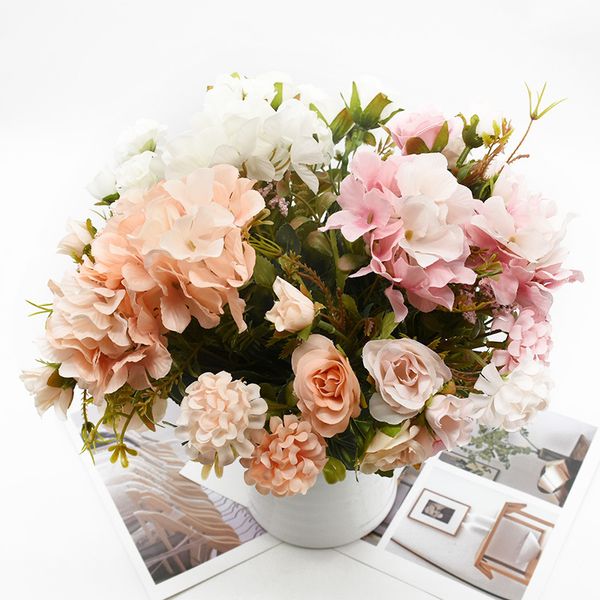 3 packages of rose hydrangea bouquet combination 7 forks decorative wedding flowers diy flower crafts home decoration
3 packages of rose hydrangea bouquet combination 7 forks decorative wedding flowers diy flower crafts home decoration