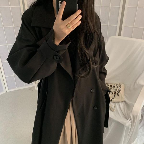 women's trench coats casual long sleeve lightweight open front coat loose korean-style, Tan;black
women's trench coats casual long sleeve lightweight open front coat loose korean-style, Tan;black
