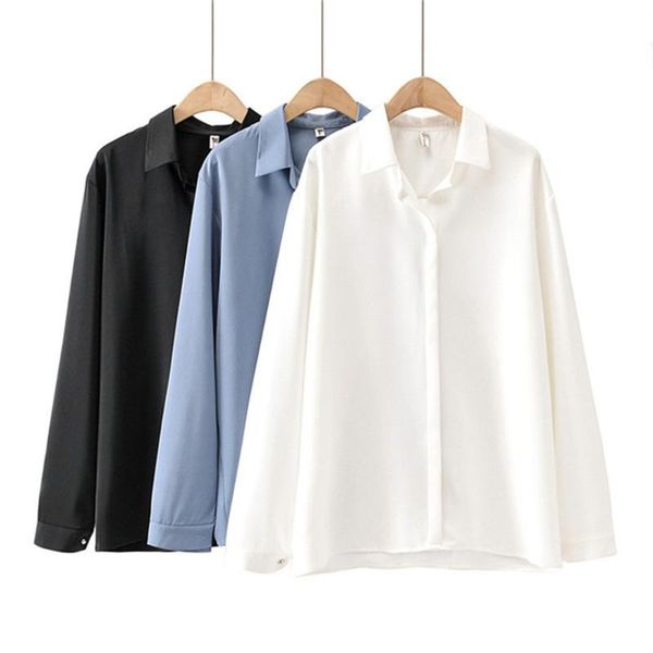 women's blouses & shirts 2021 spring autumn women summer blouse long sleeve formal shirt casual solid lapel ladies streetwear plus size, White
women's blouses & shirts 2021 spring autumn women summer blouse long sleeve formal shirt casual solid lapel ladies streetwear plus size, White