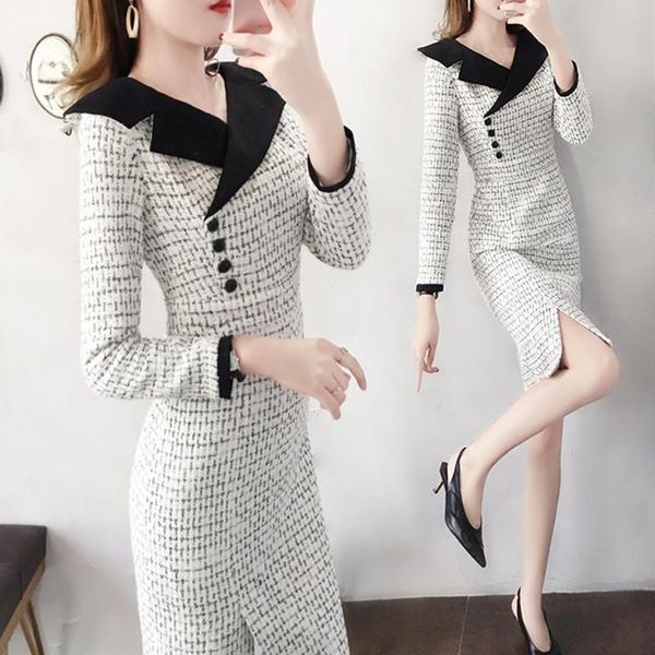 casual dresses 2021 arrival autumn winter vintage elegant wool tweed dress women long sleeve office lady chic female vestidos festa, Black;gray
casual dresses 2021 arrival autumn winter vintage elegant wool tweed dress women long sleeve office lady chic female vestidos festa, Black;gray