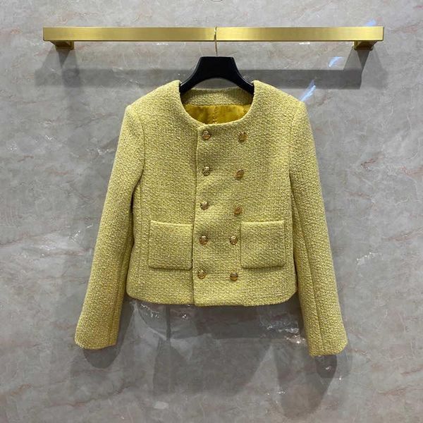 women's jackets style europe designer o-neck double-breasted tweed coat c386, Black;brown
women's jackets style europe designer o-neck double-breasted tweed coat c386, Black;brown