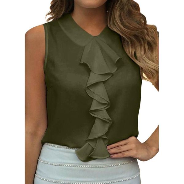 2021 new summer women tank beach elegant vest solid ruffle sleeveless casual chiffon blouse shirt 904056, White
2021 new summer women tank beach elegant vest solid ruffle sleeveless casual chiffon blouse shirt 904056, White