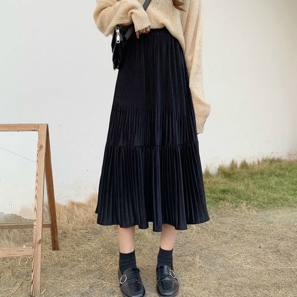new 2021 winter women draped rib pleated elastic waist long female autumn ladies midi skirt saia 1egh, Black
new 2021 winter women draped rib pleated elastic waist long female autumn ladies midi skirt saia 1egh, Black