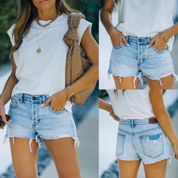 women's jeans women summer urban casual cotton ripped hole distressed washed mid-waist zipper frayed pocket blue denim shorts
women's jeans women summer urban casual cotton ripped hole distressed washed mid-waist zipper frayed pocket blue denim shorts