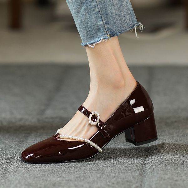 2021 Spring New Women Dress Shoes String Bead Mary Janes Shoes Patent Leather Pearl Buckle Strap Mid Heel Ladies Shoes 8908NDress, Blue
2021 Spring New Women Dress Shoes String Bead Mary Janes Shoes Patent Leather Pearl Buckle Strap Mid Heel Ladies Shoes 8908NDress, Blue