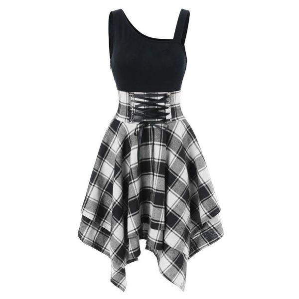 casual dresses 40# sleeveless cold shoulder dress women cross lace up plaid print irregular bohemian for 2021 summer, Black;gray
casual dresses 40# sleeveless cold shoulder dress women cross lace up plaid print irregular bohemian for 2021 summer, Black;gray
