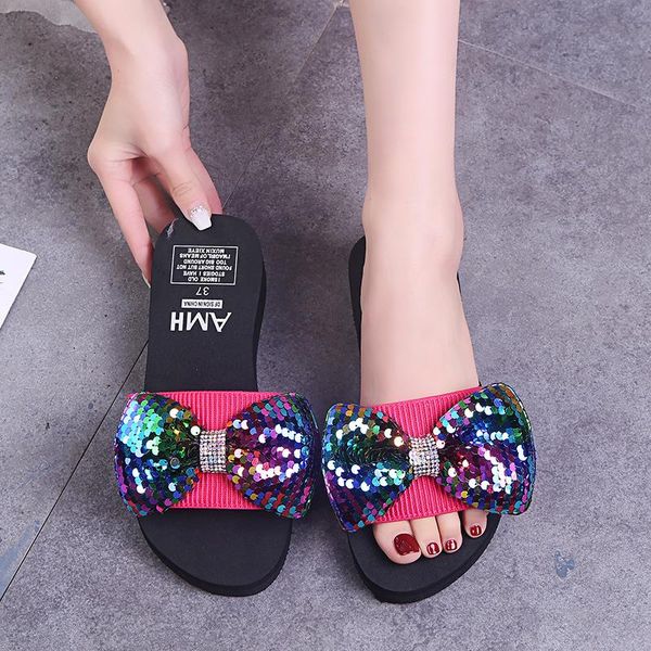 slippers rimocy summer shiny bow sequins platform women lightweight thick bottom beach shoes woman outdoor stretch slides mujer, Black
slippers rimocy summer shiny bow sequins platform women lightweight thick bottom beach shoes woman outdoor stretch slides mujer, Black