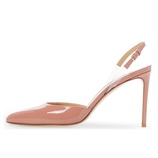 dress shoes lucky2021 silver patent pink leather pointed pvc slim high heel party banquet slingbacks fashion large size, Black
dress shoes lucky2021 silver patent pink leather pointed pvc slim high heel party banquet slingbacks fashion large size, Black